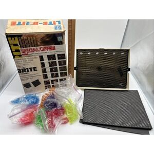 Hasbro Lite-Brite 1979 Original Box approx. 75 Unused Templates  All pegs &works